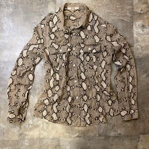 womens michael kors reptile skin button up blouse size 4